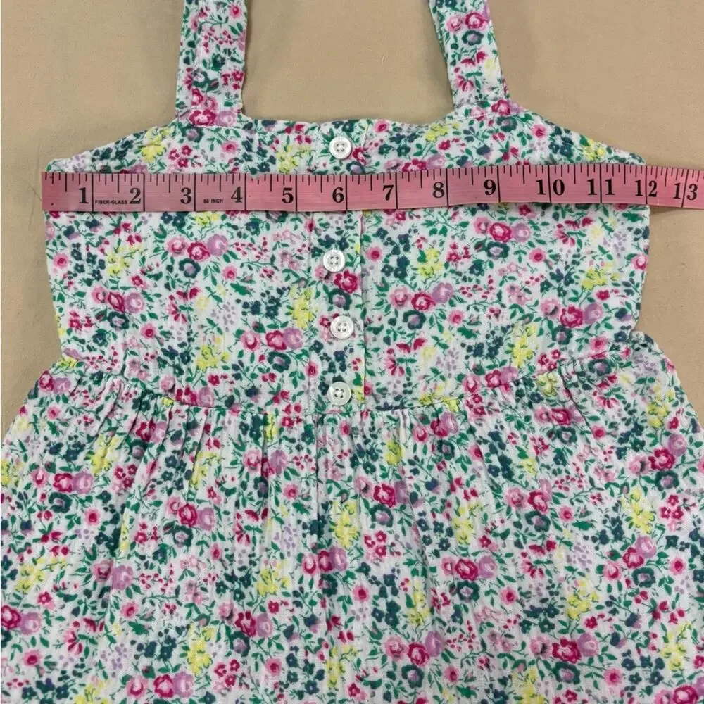 GAP Kids White and Pink Floral Print Sleeveless Cotton Girls Dress Size Small